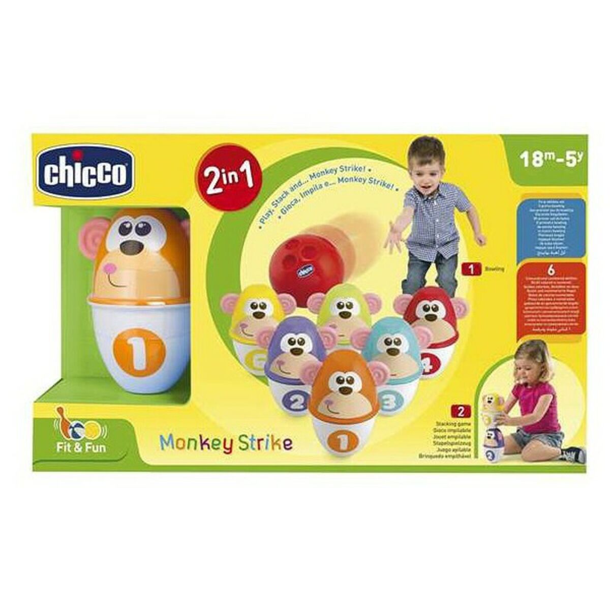 Kegelspiel Monkey Strike Chicco (7 pcs)