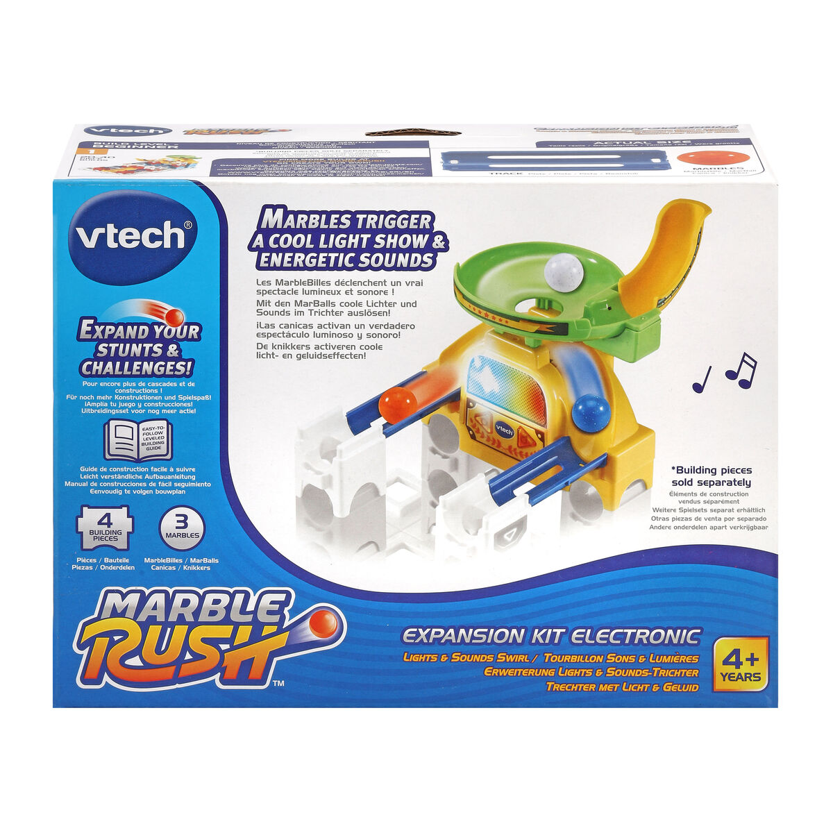 Jeu de billes Vtech Marble Rush - Expansion Kit Electronic - Trechter Circuit 4 Pièces Piste avec Rampes + 4 Ans