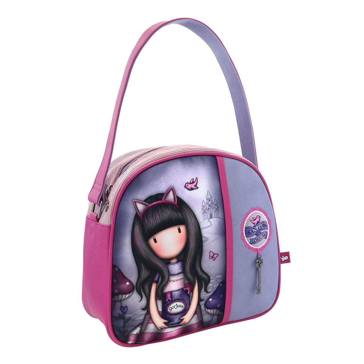 Handtasche Gorjuss Cheshire cat Lila (30 x 28,5 x 11,5 cm)