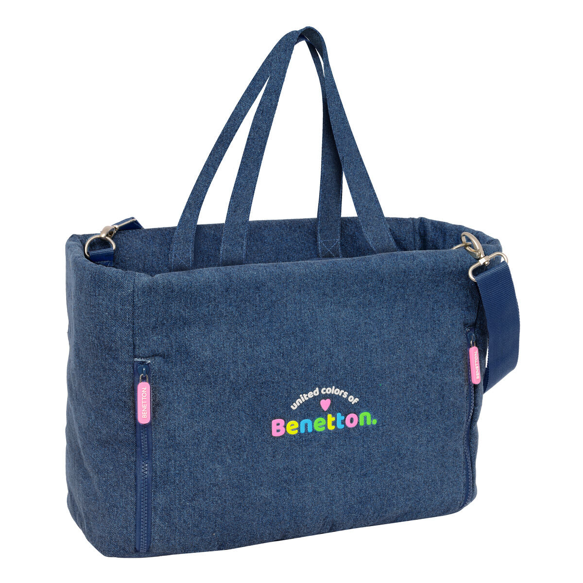 Handtasche Benetton Denim Blau 40 x 31 x 17 cm