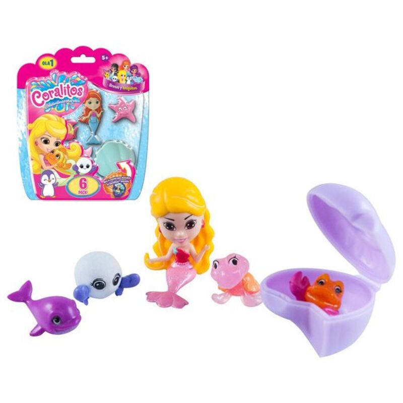 Tierset für die Badewanne BL. CORALITOS-SIRENA Y ANIMALITOS PACK 6,17.8X15X3.8 BIZAK Bizak 3507580 (6 pcs) (6 Stück)