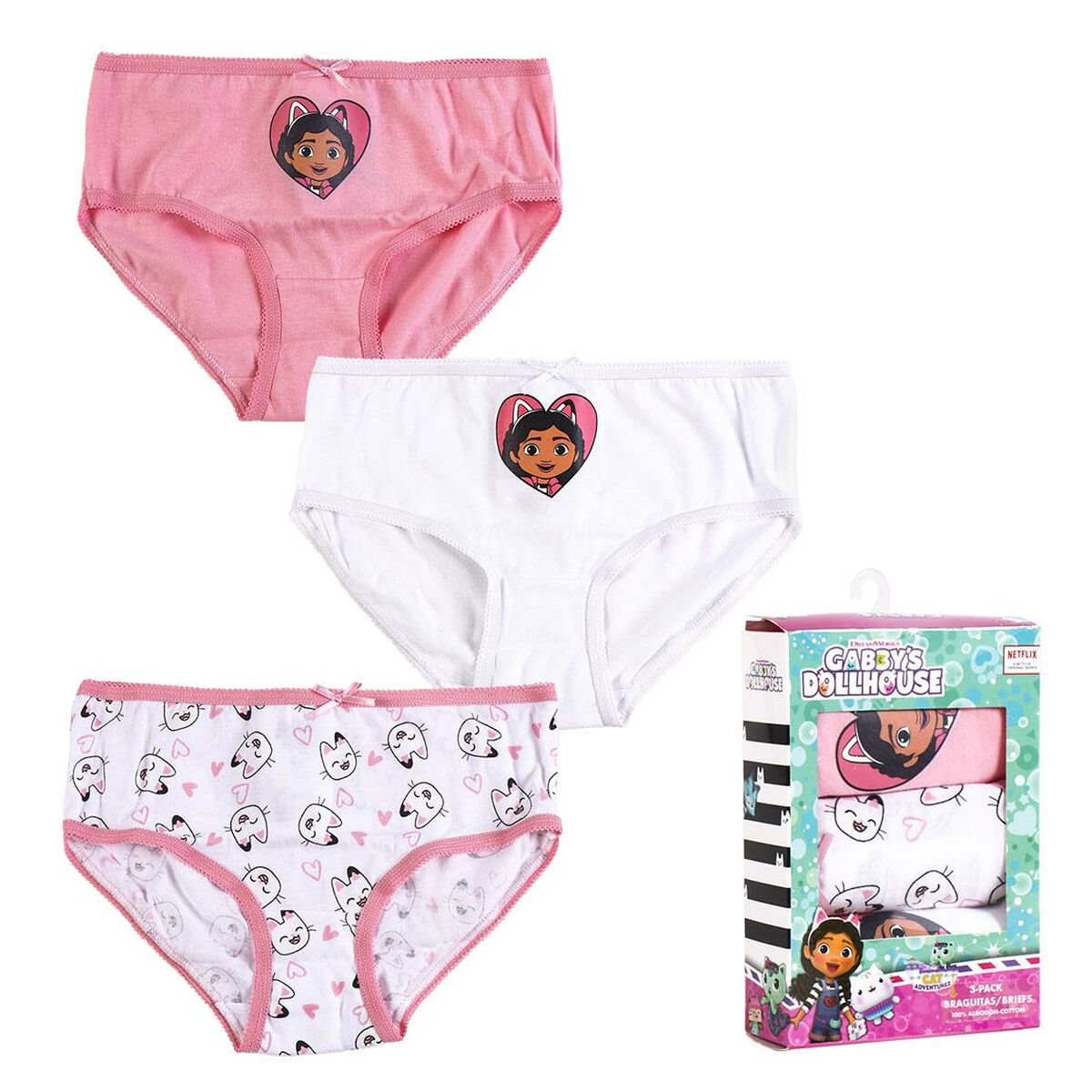 Pack de culottes pour fille Gabby's Dollhouse 3 Unités Multicouleur