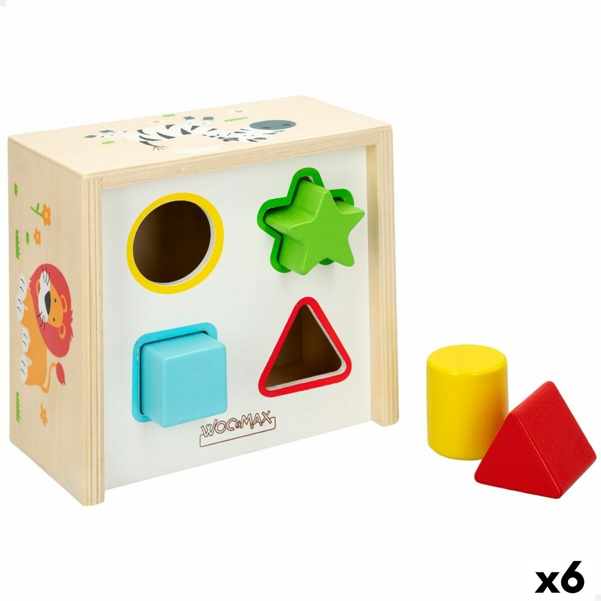 Kinder Puzzle aus Holz Woomax Formen 13,5 x 7,5 x 13 cm (6 Stück)