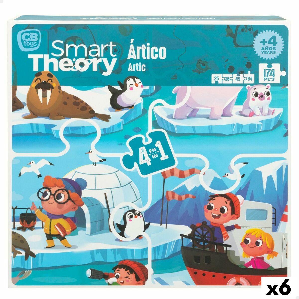 Puzzle Enfant Colorbaby Artic 4 en 1 174 Pièces 136 x 34 cm (6 Unités)