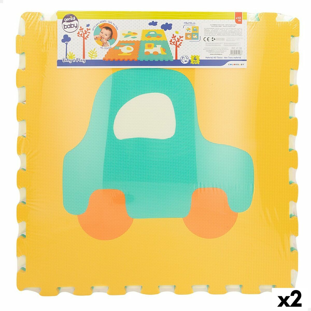 Tapis Puzzle Colorbaby 4 Pièces Voitures 118 x 118 cm EVA (2 Unités)